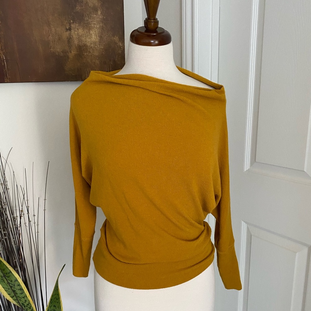 Mustard 3/4 sleeve Sweater Blouse